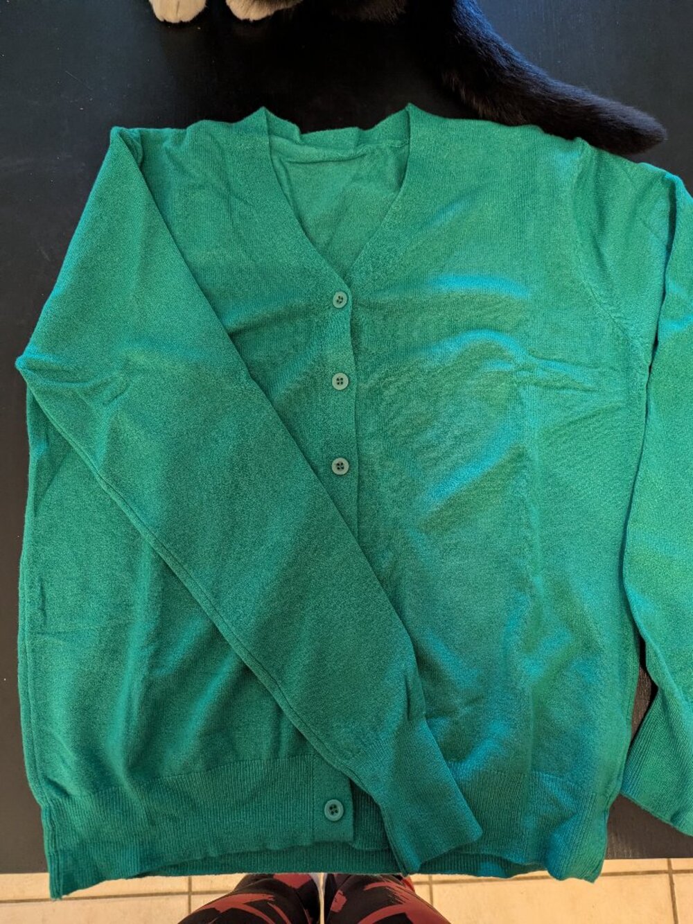 Green V-Neck Button-Down Cardigan Sweater - Size Small
